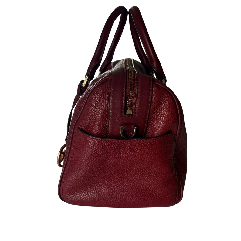 Michael Kors Bedford Legacy Maroon Red Pebbled Leather Duffel Handbag Purse READ - Picture 4 of 10